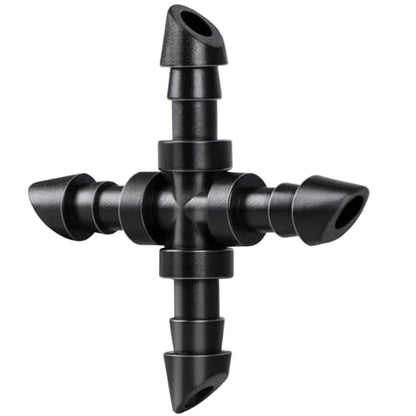 RedChili 50 Pack Drip Irrigation Universal 1/4" Barbed Cross Fitting, Drip System Parts Double Barbed Cross Tee Connectors Fits 1/4-Inch Drip Tubing Irrigation for Drip Line Connection - size: 1/4" Barbed Cross