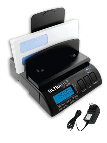 Ultraship 75 Lb Electronic Digital Shipping Postal Kitchen Scale | Tare and hold functions, removable display, letter tube and envelope holders, AC adapter not included