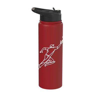 Cricket Keeper Drawing Stainless Steel Insulated Water Bottle - color: Red