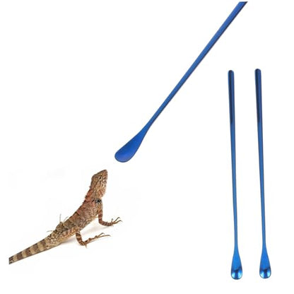 SUPVOX 2pcs Reptile Food Scoop Small Pet Feeding Spoon Long Handle Lizard Desert Spoon - color: Blue