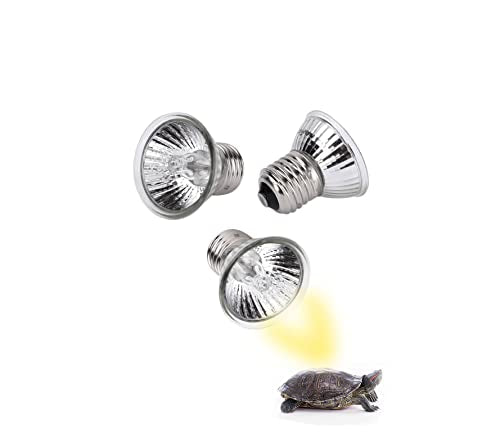 50W UVA UVB Reptile Light Bulb Habitat Basking Heat Full Spectrum Sun Lamp Turtle Tank Accessories Sunbathe for Lizard Amphibians Turtle Heat Lamp, (3-Pack)