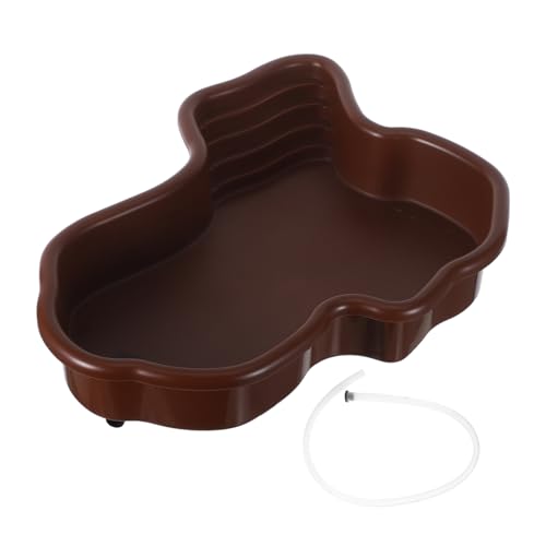 Large Tortoise Bathing Pool with Ultralarge Capacity and Abs Material, Reptile Soaking Tub with Turtle Sunbathing Platform for Aquarium and Terrarium, Quick Cleaning and Versatile