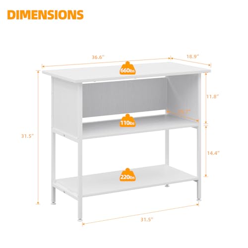 APPOLYN 40-50 Gal 3-Tier Aquarium Stand Fish Tank Stand, White | 36.6"Lx18.9"Wx31.5"H, Heavy Duty Metal Frame, Turtle Reptile Terrarium Tank Stand, Living Room, Reception Room, Office - color: White, size: 40-50 Gallon