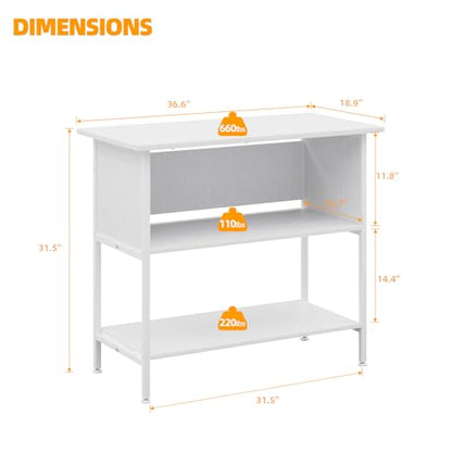 APPOLYN 40-50 Gal 3-Tier Aquarium Stand Fish Tank Stand, White | 36.6"Lx18.9"Wx31.5"H, Heavy Duty Metal Frame, Turtle Reptile Terrarium Tank Stand, Living Room, Reception Room, Office - color: White, size: 40-50 Gallon