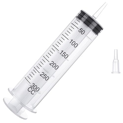 300mL Large Syringe for Liquid- Large Plastic Syringe with Tip Adapter for Scientific Labs, Oil Transfer, Plant Watering & Refilling - style: 300 ml