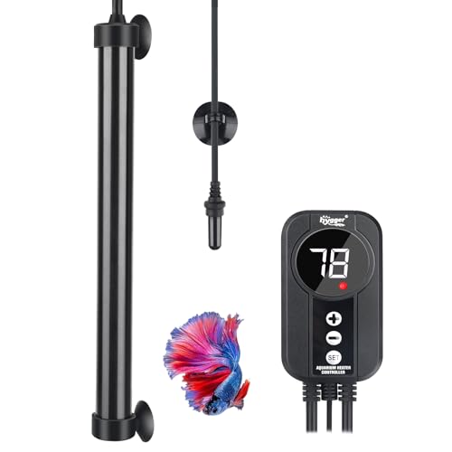 hygger Marine Aquarium Heater 500W,Titanium Heater with Digital LED Controller & Temperature Probe,Submersible Fish Tank Heater with Temperature Calibration,for Saltwater Freshwater Tank 70-80Gallon - size: 500W for 70-80 Gallon