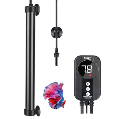 hygger Marine Aquarium Heater 500W,Titanium Heater with Digital LED Controller & Temperature Probe,Submersible Fish Tank Heater with Temperature Calibration,for Saltwater Freshwater Tank 70-80Gallon - size: 500W for 70-80 Gallon