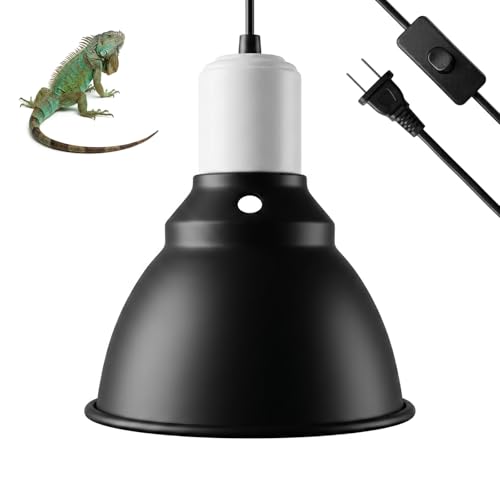 Reptile Light Fixture, 5.5 Inch Shallow Dome Light Fixture for UVA/UVB Heat Lamp, Reptile Heat Basking Bulb, Optical Reflection Heat Lamp Fixture Cover for Reptile Glass Tank Terrariums - size: Shallow Dome