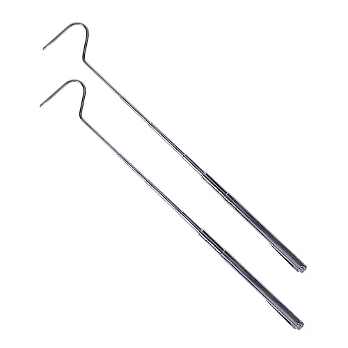 BESPORTBLE Portable Extendable Snake Hook 71cm Stainless Steel 2Pcs Silver | Easy-grip Handle, Convenient for Carrying, Wild Catching Use, Reptile Enthusiasts, Snake Enthusiasts