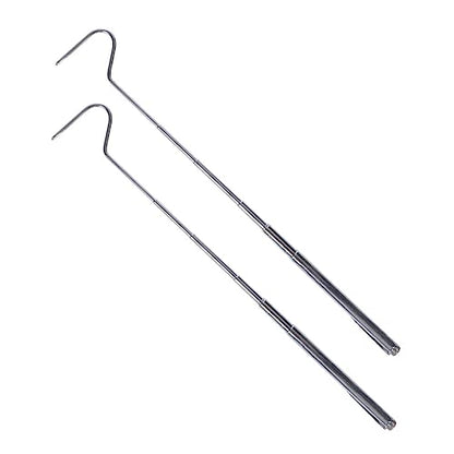 BESPORTBLE Portable Extendable Snake Hook 71cm Stainless Steel 2Pcs Silver | Easy-grip Handle, Convenient for Carrying, Wild Catching Use, Reptile Enthusiasts, Snake Enthusiasts
