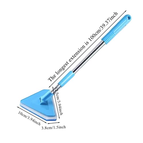 Fish Tank Scrubber - Telescopic Handle Cleaner, Long Reach Algae Scraper for Aquarium Glass, Durable Cleaning Tool for Terrarium Pond and Kitchen Surfaces, Adjustable Handle for Easy Maintenance and D