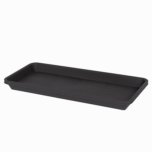 VUWEZ 2 Pack Plastic Plant Tray Saucer, Rectangular, Indoors Outdoor, Water Drip Tray for Flower Pot Planter, Windowsill (6 X 11 Inch, Brown) - color: Dark Brown, size: 11'' x 6.1'' x 1.0'' (2 pack)