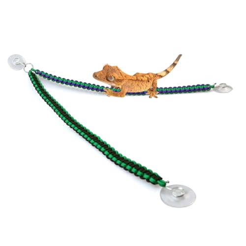 Paracord Reptile Climbing Vine Rope with Suction Cups for Crested Geckos, Chameleons, Anoles, Tree Frogs – Durable Terrarium Climbing Rope Habitat Accessory
