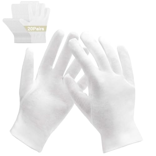 20 Pairs Archival Photo Gloves, White Work Gloves for Art Handling Working Photography Cloth Gloves Liners Bulk for Handling Jewelry, Film, Photo, Coin Collectors, Metal Inspection Men & Women - color: White, size: L(20 Pairs)