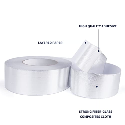 TAPEBEAR Heat Shield Tape Aluminized Fiberglass Cool Tape 1inch x 65Yards | Self-Adhesive Reflective Thermal Barrier Tape Heat Resistant for Air Dryer Vent, HVAC, Heating Unit, Auto, Pipe, 196Ft - size: 1inch x 65yard