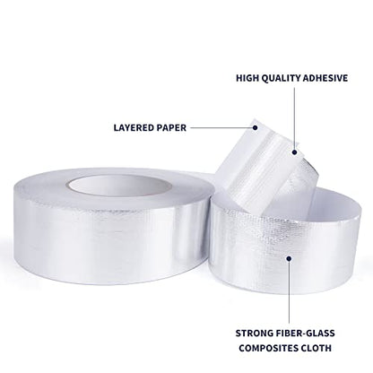 TAPEBEAR Heat Shield Tape Aluminized Fiberglass Cool Tape 1inch x 65Yards | Self-Adhesive Reflective Thermal Barrier Tape Heat Resistant for Air Dryer Vent, HVAC, Heating Unit, Auto, Pipe, 196Ft - size: 1inch x 65yard