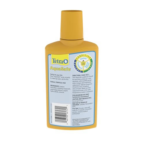 Tetra 16172 AquaSafe Fish Tank Water Conditioner, 8.45 fl oz | Makes Tap Water Safe, Reduces Fish Stress, Removes Chlorine, Use Monthly - size: 8.45 oz