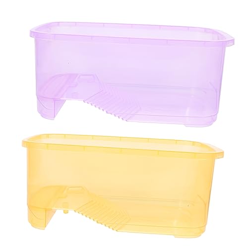 Yardwe 2pcs Turtle Tank Basking Platform Small Turtle Aquarium Habitat Reptile Living Box for and Aquatic Pets Convenient Cleaning and Fun Environment Amber