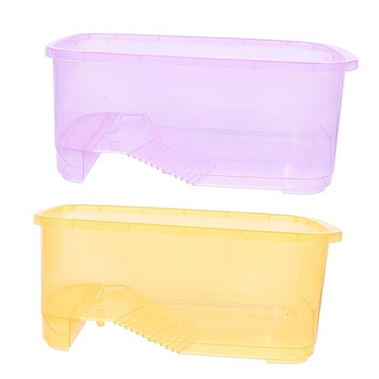 Yardwe 2pcs Turtle Tank Basking Platform Small Turtle Aquarium Habitat Reptile Living Box for and Aquatic Pets Convenient Cleaning and Fun Environment Amber
