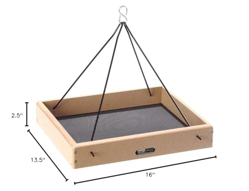 Birds Choice Hanging Tray Bird Feeder | Large, 16in x 13.5in x 2.5in | Collapsible Steel Hanging Rods, Open Platform Welcomes a Variety of Wild Birds, Weather-Resistant Poly Lumber - size: Large