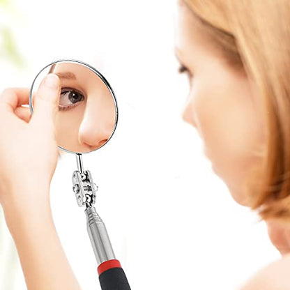 3 Pieces Telescoping Inspection Mirror Round Square Mirror Inspection Tool for Checking Vehicle, Observing Eyelashes Mouth and Other Small Parts(Oval, Square, Round Style) - style: Oval, Square, Round