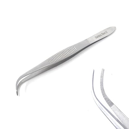 Lab Tweezers High Precision Forceps, Fine Strong Curved Point Tweezers, Stainless Steel (4 Inch) - size: 4 Inch