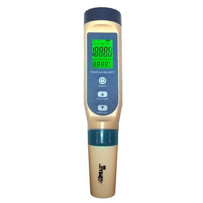 5-in-1 Water Quality Tester Pen Meter for Pools, Drinking Water, Aquariums, Hydroponic & Cooking - Measures PH, TDS, EC, Salinity & Temp with ATC Function - style: 5-in-1 liquid tester PH/TDS/EC/Salinity/Temp