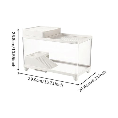 Aquarium Accessories for S, Transparent Multi-Function Drainage System for Terrarium, Bearded Dragon, Terrapin, Small Reptile, White