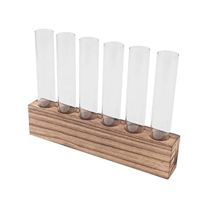 Pssopp Plant Propagation Station Glass Test Tube Plant Terrarium with Wooden Stand for Home Decor Office Living Room Garden (6 Tubes) - size: 6 Tubes