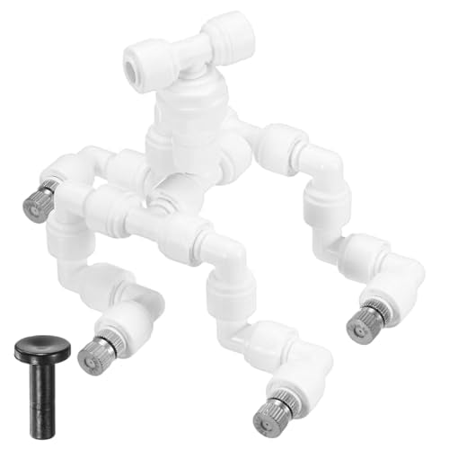 M METERXITY Reptile Mister Nozzles, 0.8mm Pore Copper 1/4" Four-Head Reptile Misting Spray Nozzle with Plug for Terrarium/Vivarium, 360 Degree Adjustable Detachable Nozzles [White]