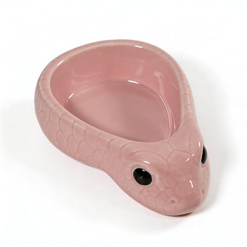 Reptile Water Dish, Ceramic Snake Water Bowl, Pink | For Snake, Leopard Gecko, Bearded Dragon and Lizard, Bathing Pool, Food Feeding Dish, Terrarium Tank Accessories - color: Pink