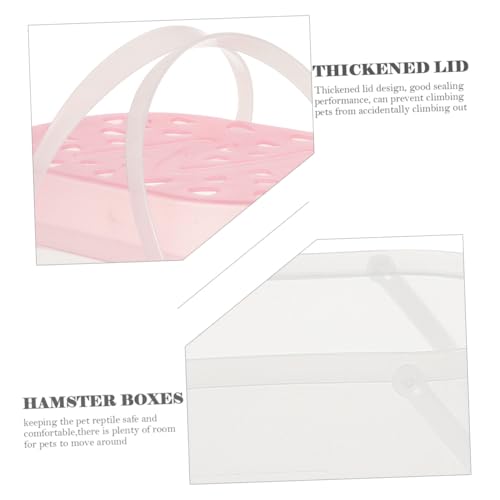 POPETPOP 2PCS Portable Plastic Hamster Carrier Boxes Lid Handheld Reptile Containers for Small Pets Turtles and Travel