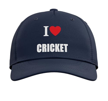 I Love Cricket Bowling Batting Keeper Watching Playing Adjustable Baseball Hat - color: Navy Blue