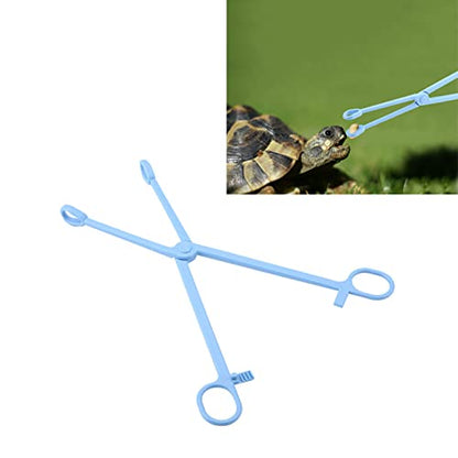 Reptile Feeding Tongs Blue Plastic Snake Lizard Clamps 24.5cm Wide Grip Safe Handling Tool for Pet Owners Breeders Amphibian Terrarium Enthusiasts
