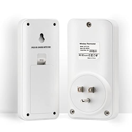 DIGITEN WTC100 Wireless Thermostat Outlet, Programmable Temp Controller with Remote Sensor Built‑in, 1500W Heating & Cooling Plug for AC, Greenhouse, Home Brewing, Reptile Terrarium - color: Wtc 100