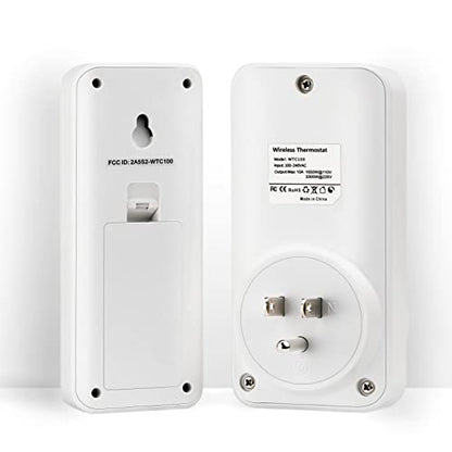 DIGITEN WTC100 Wireless Thermostat Outlet, Programmable Temp Controller with Remote Sensor Built‑in, 1500W Heating & Cooling Plug for AC, Greenhouse, Home Brewing, Reptile Terrarium - color: Wtc 100