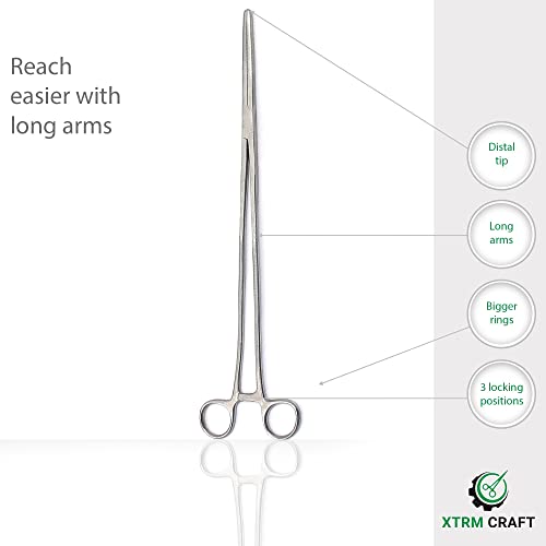Pean Hemostat Straight and Curved Multipurpose Locking Tweezer Clamps Serrated, Stainless Steel - Hemostats for Nurses, Fishing Forceps, Crafts and Hobby - style: Straight
