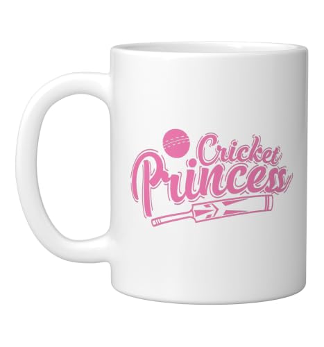 Cricket Princess Ball Sport Hobby Team Ceramic Mug, White, 11oz - color: White, size: 11 Ounces