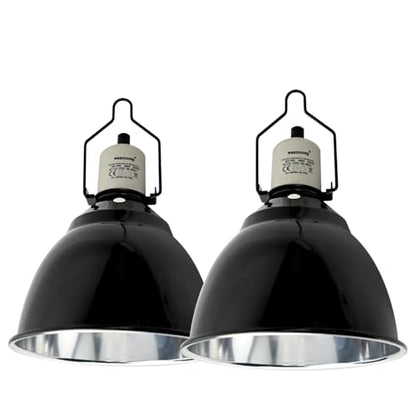 Reptile Light Fixture 2 Pack 7.5Inch Deep Dome Lamp Fixture,Optical Reflection Reptile Heat Lamp Bulb Lampshade for Bearded Dragon, Turtle, Snake and Lizard Terrarium - size: 7.5inch 2Pack