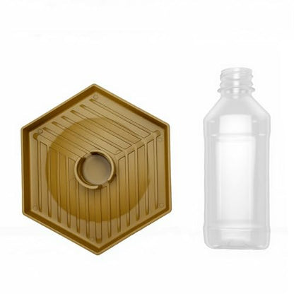 Haofy Reptile Water Bottle 6.3 x 5.9 x 5. inches Turtle Food and Water Bowl Automatic Feeders Waterer Tortoise Dispenser Bottle Feeding Dish for Lizard Chameleon (L) - color: Earthy Yellow