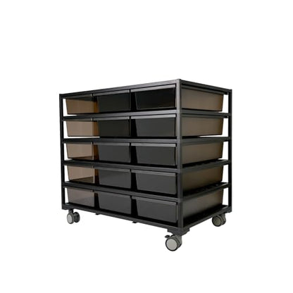 Stackable Reptile Breeding Rack, 5-Tier Reptile Terrarium with Aluminum Frame & Ventilated PET Tubs, Reptile Enclosure for Hatchling Gecko, Juvenile Bearded Dragon, Small Snake (5-Tier)