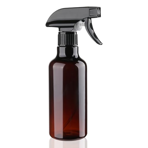 12oz/350ml Plastic Spray Bottles 1 Pack, Adjustable Mist/Stream | Refillable heavy duty spray containers for plants, cooking, hair care and household cleaning - color: 12oz-Brown