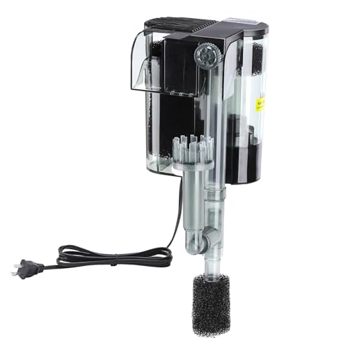 hygger Hang On Back Aquarium Filter, Fish Tank Filter for Tank 5~10 Gal | Small Waterfall Filtration System, Adjustable Water Flow with Surface Skimmer, Replaceable Sponge Quiet Hanging Filter - size: M