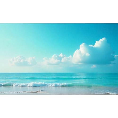 Ocean Beach Aquarium Background Calm Turquoise Ocean Seaside Fish Tank Background Tropical Seashore Beachside Cloudy Blue Sky Terrarium Backgrounds Stunning Seascape Reptile Tank Backgrounds 30x18in - color: Aqua, size: 30(W)x18(H)in