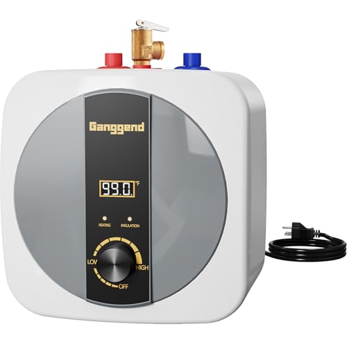 2.5 Gallon Electric Water Heater, 1500W 110V Mini Tank Under Sink Instant Hot Water Heater with Pressure Release Valve, Digital Display for Kitchen, RV, Laundry, Food Truck - color: Gloss White