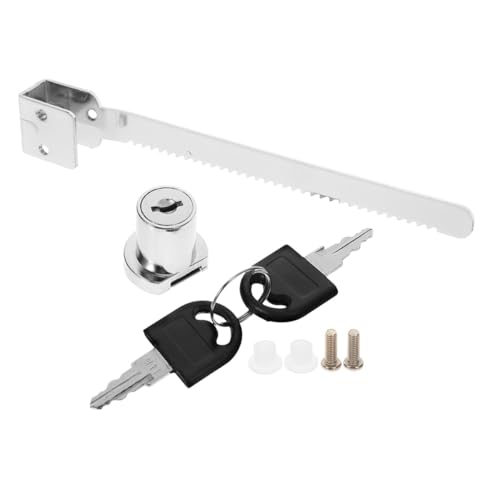 Lurrose Sliding Glass Door Lock with Key, Single Swing Glass Cabinet Door Lock Ratchet Latch for Display Cases and Terrariums, Chrome Finish with 2 Keys and Installation Accessories