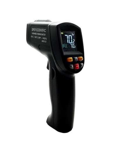 Sper Scientific 800131 Infrared Non-Contact High Temp Thermometer 12:1/1742°F with Color LCD and Laser Sight – Industrial Temperature Gun for HVAC, Automotive, Electrical, Cooking & More