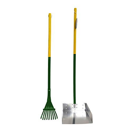 Four Paws Dog Rake & Scooper Set for Pet Waste Pick-Up, Large, 2 Count | Stainless steel long-handled dog waste tool, rake & pan design, easy pet waste pickup, 38" x 10" - size: Large, 9.5" x 10" x 38", style: Rake & Pan Set