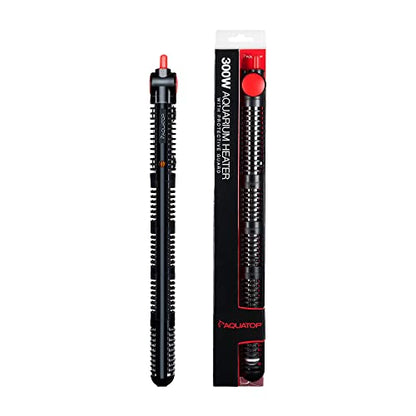 Aquatop 300W Premier Glass Heater with Protective Guard - Fully Submersible for Fish Tanks Up to 80 Gallons, 68-93F Adjustable Temperature Range, Fresh & Saltwater Use, Aquarium Heaters, HTG-300 - size: 300 Watts