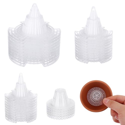 40 Pieces Upgraded Cone Flower Pot Hole Mesh Pad DIY Planter Bottom Grid Mat Mesh Hole Screens for Keeping Soil from Flowing- Breathable Gasket-Drainage Netting for Bonsai,4 Sizes